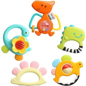 babies toys baby rammelaars speelgoed set, 5 stuks bijtring shaker grijp spin rammelaar speelgoed voor 3 6 9 12 18 maanden baby's baby pasgeboren