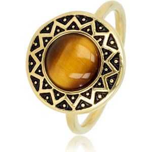 *My Bendel - Vintage ring met tijgeroog edelsteen - My Bendel - Vintage ring met echte tijgeroog edelsteen maakt deze ring uniek - De geel/bruinachtige steen is een lust voor het oog - Met luxe cadeauverpakking