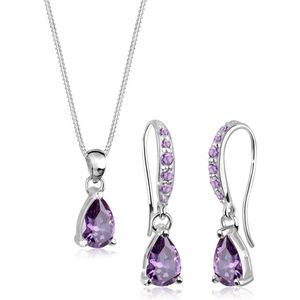 Elli Dames Sieraden Set Dames druppel hanger Fonkelend met zirkonia kristallen in 925 sterling zilver