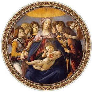 Ronde puzzel Botticell - Madonna della Melagra (525 stukjes, kunst vormpuzzel)