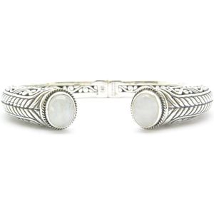 Beaddhism - Zilveren Bewerkte Armband - Bangle - Shiva 925 Moon - 6 mm - Armbandmaat 18-19 cm