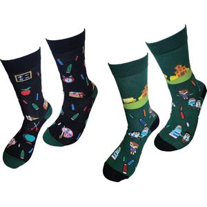 2 paar - Verjaardag cadeau - School sokken -onderwijs sokken - vrolijke sokken - valentijn cadeau - aparte sokken - grappige sokken - leuke dames en heren sokken - moederdag – vaderdag – kerst cadeau - Socks waar je Happy van wordt - Maat 36-41