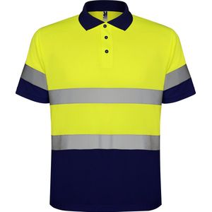 High Visibility Polo Shirt Polaris Navy Blauw / Fluor Geel met reflecterende strepen Size XL merk Roly