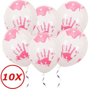 Halloween Decoratie Versiering Witte Helium Ballonnen Feest Versiering Halloween Accessoires Bloed afdruk – 10 Stuks