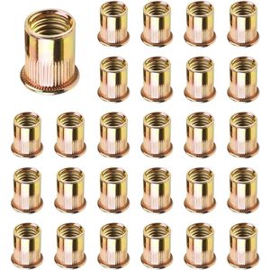 100 stuks M6 koolstofstaal klinkmoeren - ronde platte kop - binnendraad - blindklinkmoeren - metrische - schroefdraad - platen - buizen .