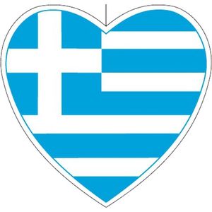Hangdecoratie hart Griekenland 28 cm - Griekse vlag EK/WK landen versiering