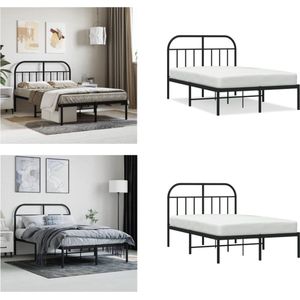 vidaXL-Bedframe-met-hoofdbord-metaal-zwart-120x200-cm - Bedframe - Bedframes - Tweepersoonsbed - Bed