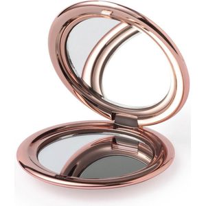 Spiegeltje - Handspiegel - Make-up spiegel - Mini zakspiegel - Reisspiegel - x2 vergrotend - 6,4 cm - Metallic Roze