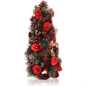 decoratieve kerstboom, kleine decoratieve boom, geweldige tafeldecoraties, ideaal voor de adventstijd, complementeert kransen en guirlandes (boom rode bloem)