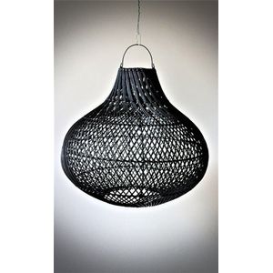 Handmade Design lamp gevlochten Rotan Zwart Hanglamp woonkamer Slaapkamer Ø 50 cm