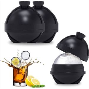 *** 4x Ronde ijsblokjes Bol Ice Ball Maker Tray - Herbruikbare siliconen ijsbalvormen met ingebouwde trechter grote ijsballen voor whisky en cocktails - van Heble® ***