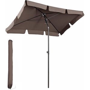 zonnescherm, market parasol, tuinparasol, terrasparasol, zonnescherm, uv 50+,rechthoekig, bruin