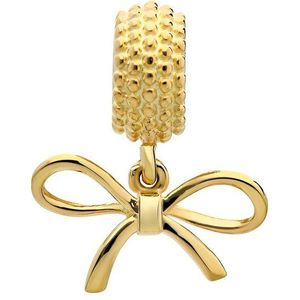 Lucardi Dames Zilveren goldplated bedel strik - Hanger - 925 Zilver - Goudkleurig
