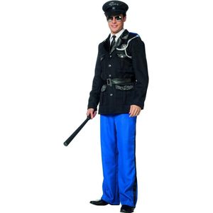 Wilbers & Wilbers - Politie & Detective Kostuum - Politie Marechaussee Uniform - Man - Blauw, Zwart - Maat 56 - Carnavalskleding - Verkleedkleding