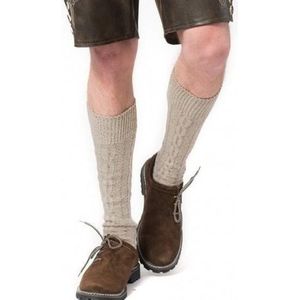 Oktoberfest Oktoberfest Tiroler verkleed kousen creme voor volwassenen - Kniekousen hoge sokken - Bierfeest verkleedaccessoires 43-46