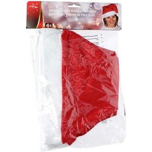 Christmas Gifts Kerstmuts 29 Cm Polyester Rood/wit 4 Stuks