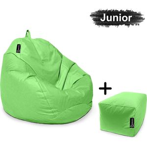 Casacomfy – Pear Junior – Zitzak met Voetenbankje– Lime – Waterbestendig