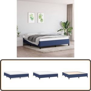 vidaXL Bedframe Stof Blauw 180x200 cm Bed Frame - Bed - Tweepersoons Bed - Blauwdruk - Houten Bed