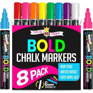 Vloeibare Krijtmarkers voor Whiteboards - Groot Punt en Intense Kleuren - 8 Stuks met 24 Etiketten