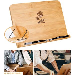 Vitamo™ Bamboe Kookboekstandaard 5 Standen - Bladzijdehouder - Geschikt voor dikke kookboek - Compact - Duurzaam hout - Roos