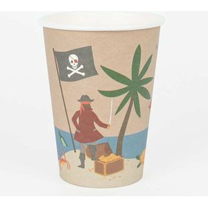 Papieren Bekertjes Piraat - 8 stuks - 205 ml - pirate - piraten - pirates of the Caribbean