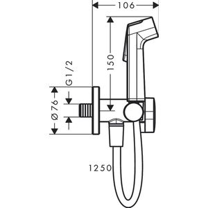 hansgrohe Bidette handdouche 1jet S EcoSmart voor koud water, met douchehouder en doucheslang 125cm, 29230670
