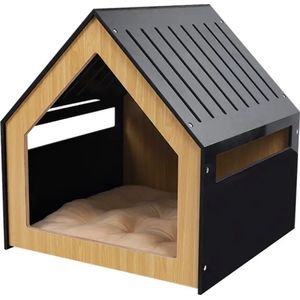 Modern honden- en kattenhuis Dogs&Co (zonder deur) 58x58x63cm inclusief ligkussen ecru