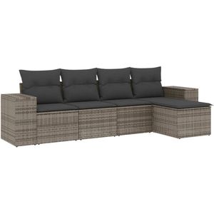 vidaXL 5-delige Loungeset - Poly Rattan - Grijs Loungeset - Tuinset - Tuinmeubels - Lounge Set - Outdoor Furniture