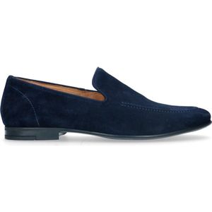 Manfield - Heren - Blauwe suède loafers - Maat 43