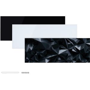 Navaris glassboard - Magnetisch bord voor aan de wand - Memobord van glas - 80 x 30 cm - Bord inclusief magneten en marker - Darkstereoscopic design