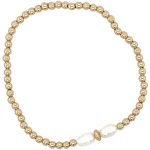 Pat's Jewels Armband Dames - Elastiek Armband - Gouden Bolletjes - Parels