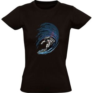 Astronaut Surfen Dames T-shirt - ruimte - planeet - zee - ruimtevaart - space - sterren