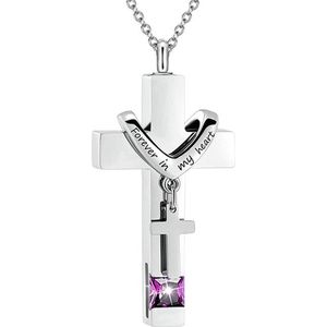 Luxe Ashanger - met Ketting - Voor As, Haren of Parfum - Assieraad - As Ketting - Gedenksieraad - Urn - Incl. As vuller en Opbergzakje - Purple Heart