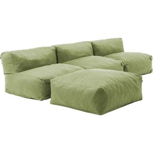 Oviala - Modulaire vaste hoekbank met 3 fauteuils en 1 cactus poef - Mixi