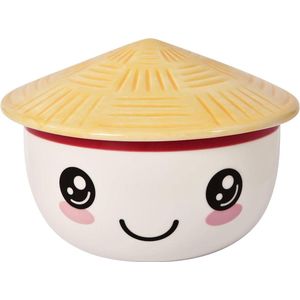 Ramen Bowl Anime Fans Kawaii Deksel Graan Schaal Rond Bedrukt 550 ml Keramiek Wit