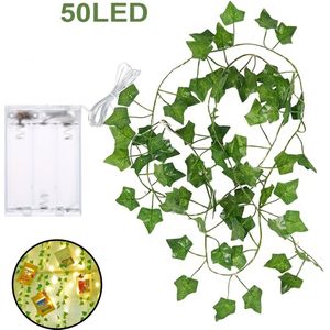 Nivard Klimop Slinger - Met Led Lichtjes - Met Lichtjes - Klimop Kunstplant - Hangplant Kunstplanten - Fairy Lights - String Lights - Bedroom - Nep Klimop - 5 Meter