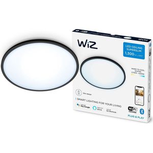 WiZ Plafonniere SuperSlim Zwart - Slimme LED-Verlichting - Warm- Tot Koelwit Licht