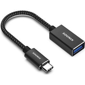 Sounix USB naar USB C Adapter - USB 3.1 - 10Gbps - 3A15W - USB naar USB C convertor - Zwart