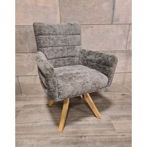 Eetkamerstoel Milan - 360° draaibaar - Polyester stof - Donkergrijs