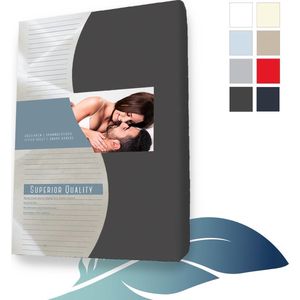 24-Bedding - Duopak Jersey Topper Hoeslaken - 80x200 cm - Antraciet - Elastaan – Extra Zacht - 5 t/m 15 cm hoogte - 2stuks