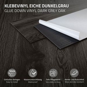 ML-Design Deluxe PVC vloer zelfklevende vinyl planken vinyl vloer 91,5 cm x 15,3 cm x 2 mm, dikte 2 mm, 8,92m²/64 planken, eik donkergrijs, houtlook, antislip, waterbestendig, eenvoudige installatie