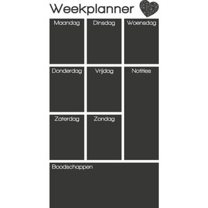 Sticker van krijtbordfolie 'Weekplanner hart'