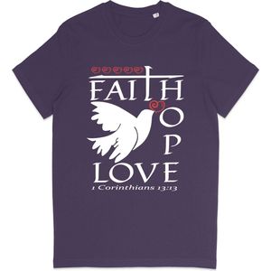 T Shirt Heren - T Shirt Dames - Hoop Geloof en Liefde - Paars - Maat XXL