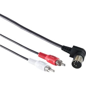 DIN 5-pins haaks - Tulp stereo 2RCA audiokabel (afspelen) / zwart - 0,50 meter