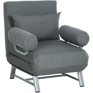 Slaapstoel - Uitklapbaar - Slaapbank - Logeerbed - Zetelbed - Slaapfauteuil - Vouwbed - 1 persoons - Zeer comfortabel - Dunkergrijs