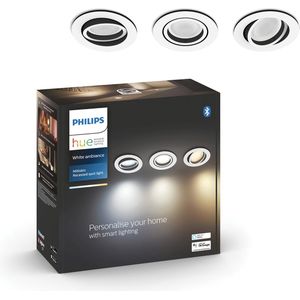 Philips Hue Milliskin inbouwspot White Ambiance rond Wit 3-pack