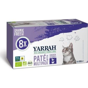 Yarrah Bio Kattenvoer Multipack Paté Graanvrij Kip - Kalkoen 8 x 100 gr