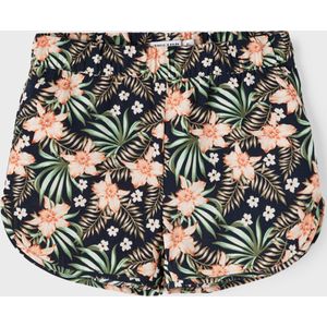 NAME IT KIDS Gebloemde Short NKFVINAYA van Gerecycled Polyester Donkerblauw/Groen/Zalm