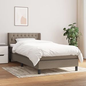 The Living Store Boxspringbed - Pocketvering - 90 x 200 cm - Taupe - Duurzaam materiaal - Verstelbaar hoofdbord - Middelharde ondersteuning - Huidvriendelijk topmatras - Inclusief montagehandleiding