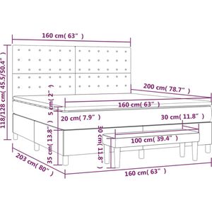 vidaXL - Boxspring - met - matras - stof - donkergrijs - 160x200 - cm